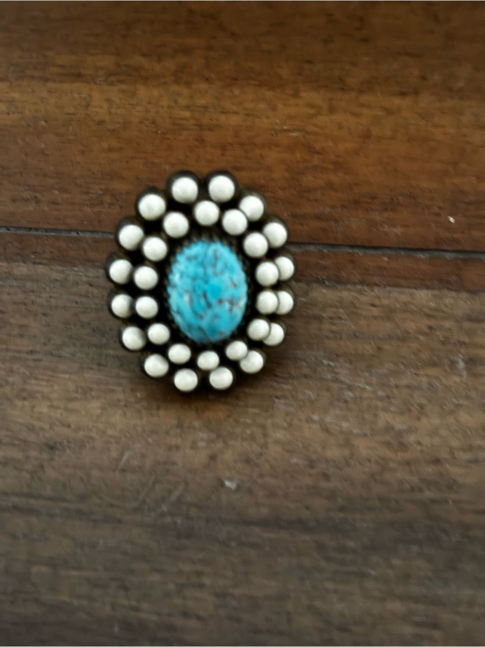 Turquoise and White Stone Cluster Women’s Ring